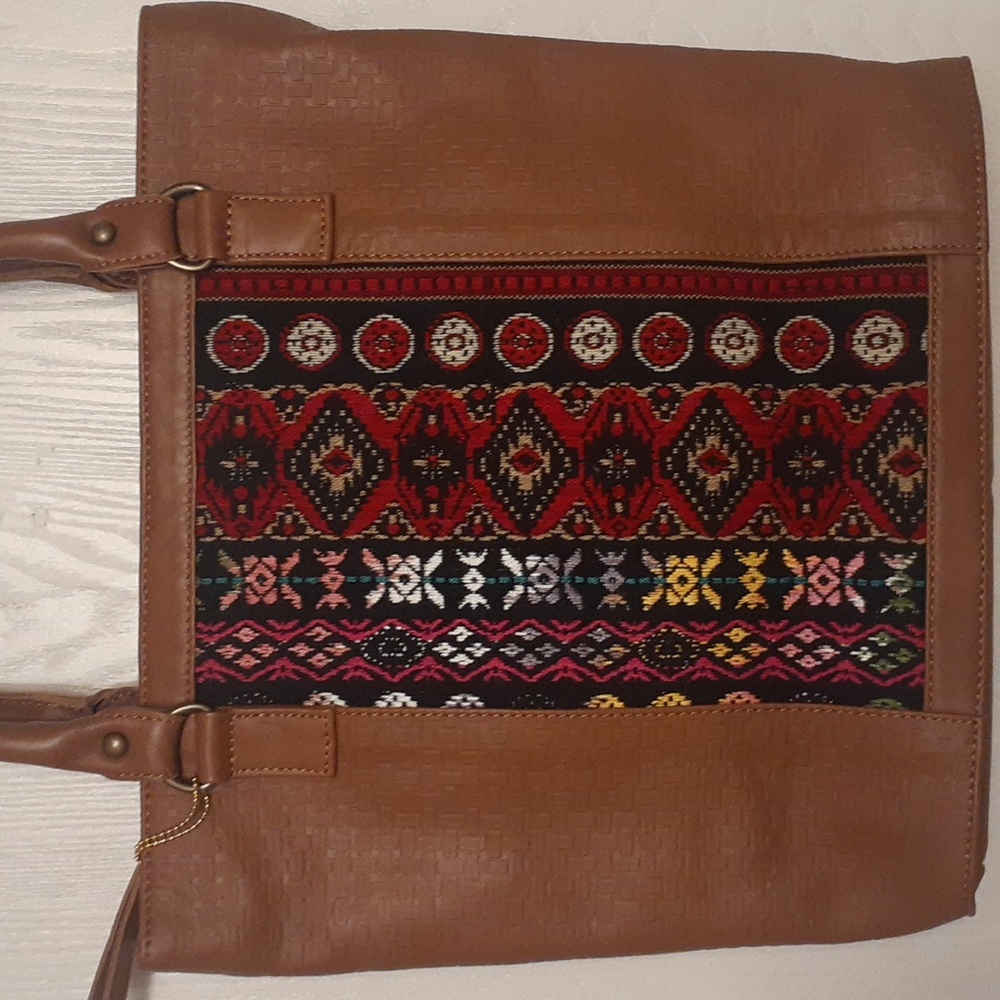 Genuine Leather bohemian tote bag. BRAND NEW.